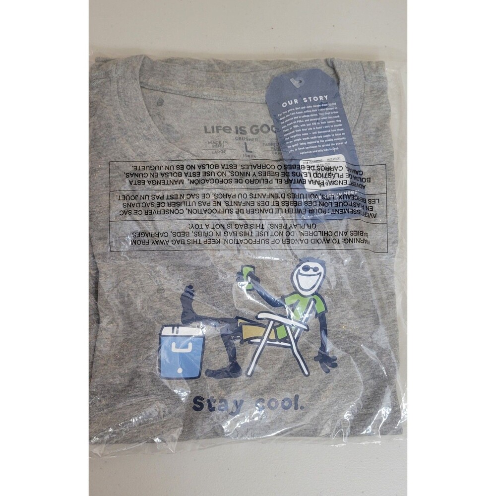 Life is Good Men's Stay Cool Jake Crusher T-Shirt  Heather Gray Size Large